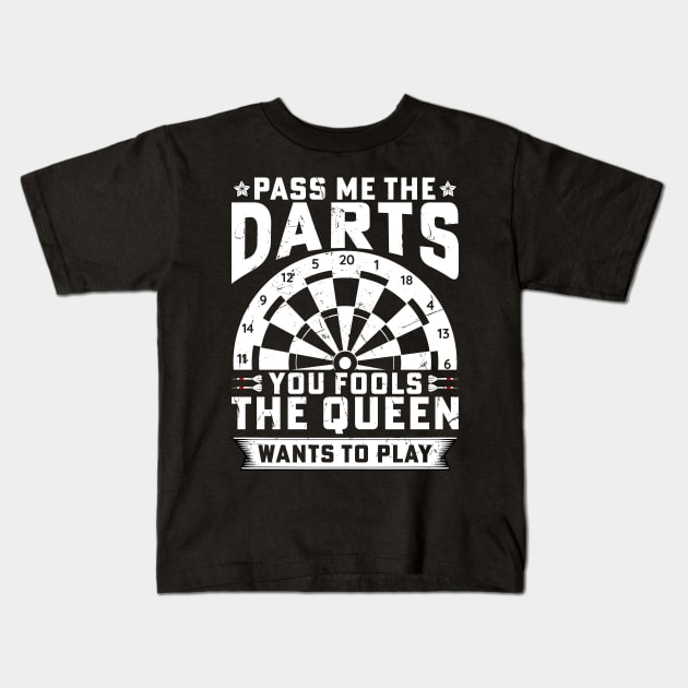 Darts Queen Funny Darts Women Kids T-Shirt by Visual Vibes